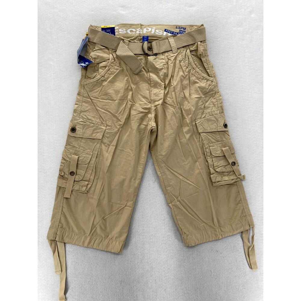 Vintage Escapism Cargo Shorts Mens 34 Beige Baggy Relaxed Skater Y2K Hip Hop NWT